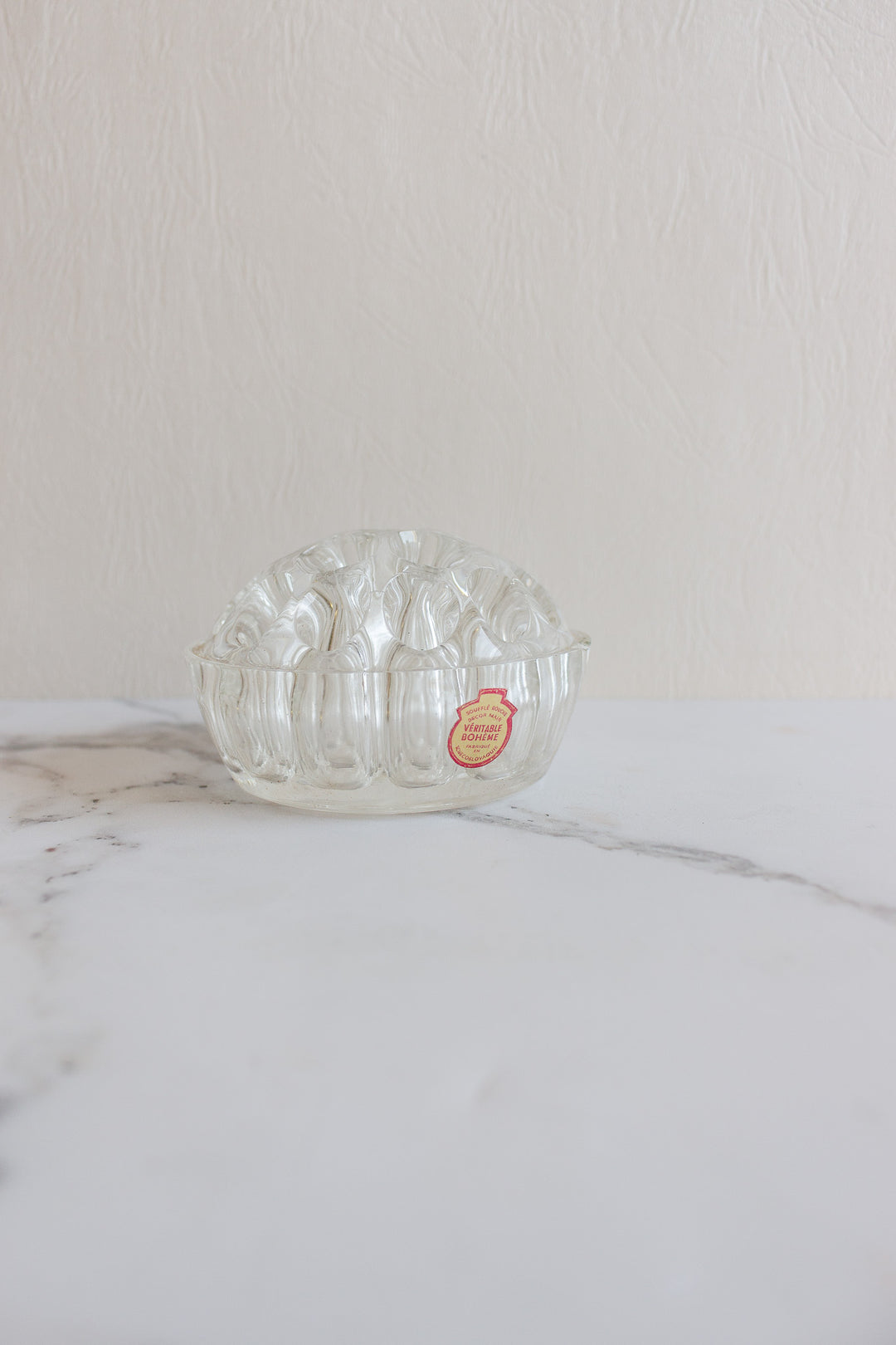 antique czech glass flower frog with silver plate base
