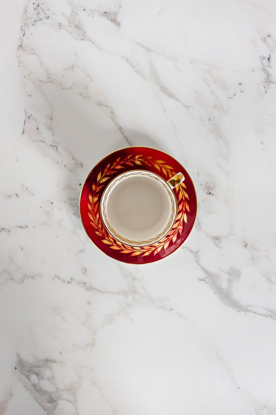 trio of vintage queen anne grecian motif 22k gold teacups