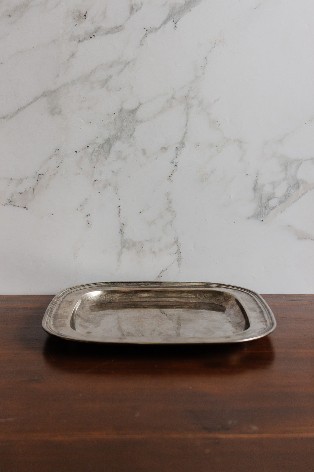 antique french silverplate square tray