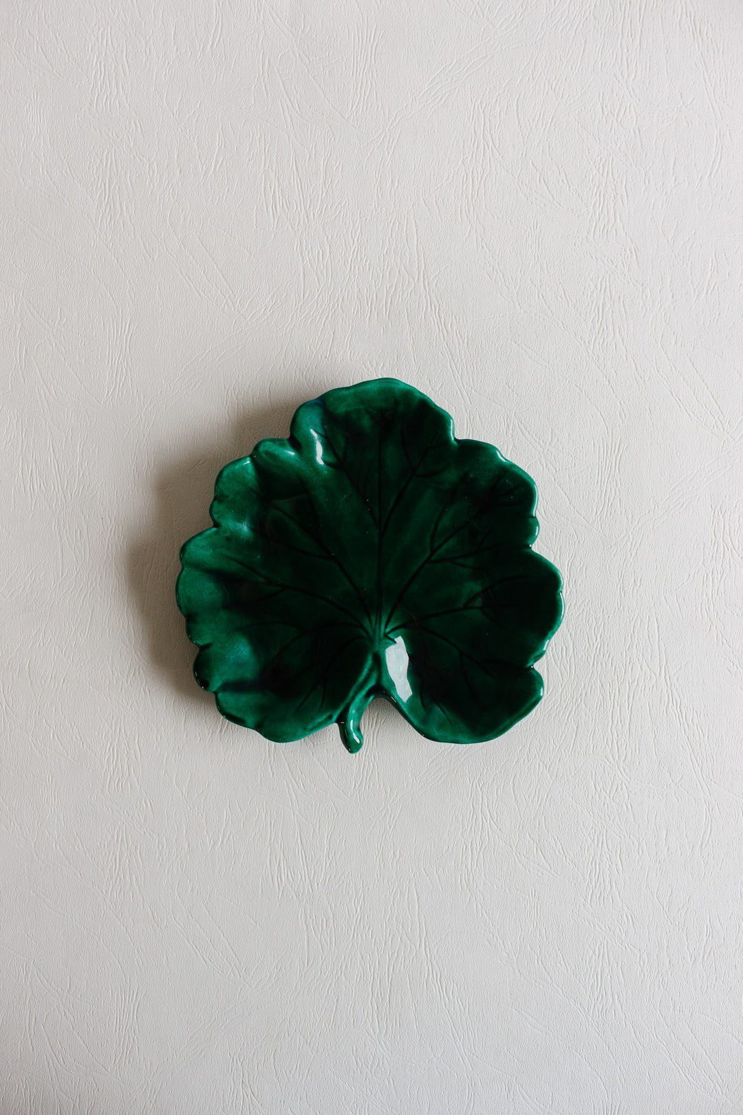vintage french "feuille vert" majolica trinket dish