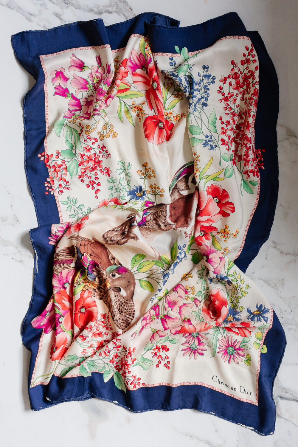 vintage french "canard" Christian Dior silk scarf