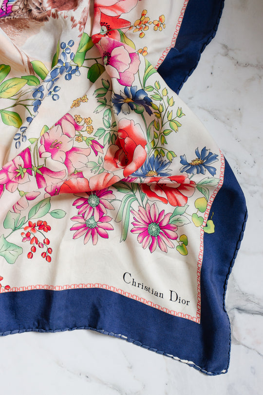 vintage french "canard" Christian Dior silk scarf