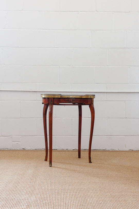 pair of vintage French Louis XV marble top side tables