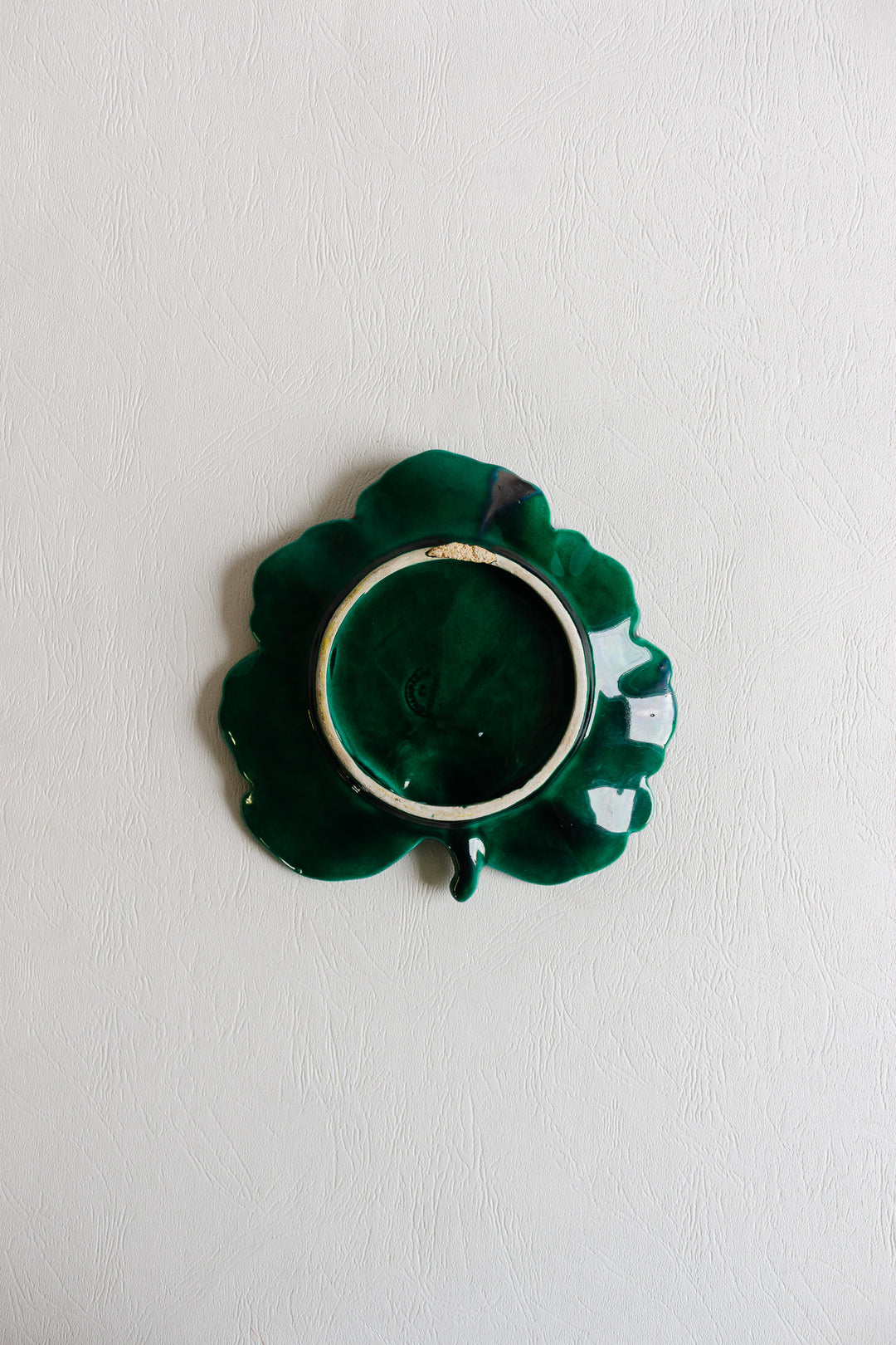 vintage french "feuille vert" majolica trinket dish