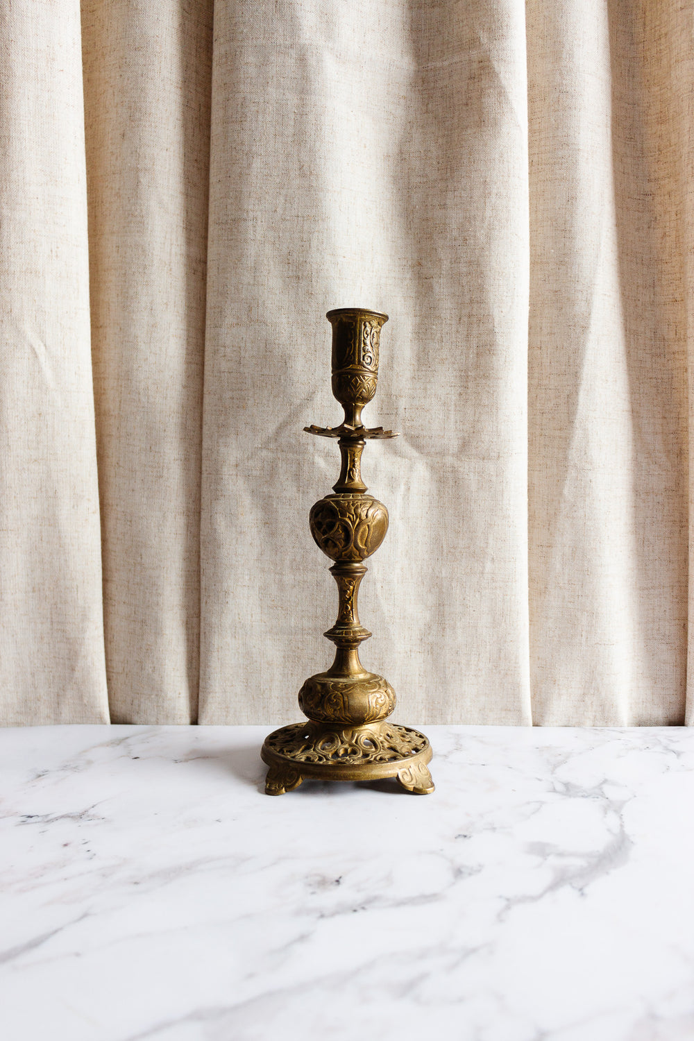 pair of 19th century French brass altar candlesticks