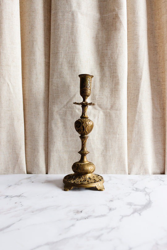 pair of 19th century French brass altar candlesticks