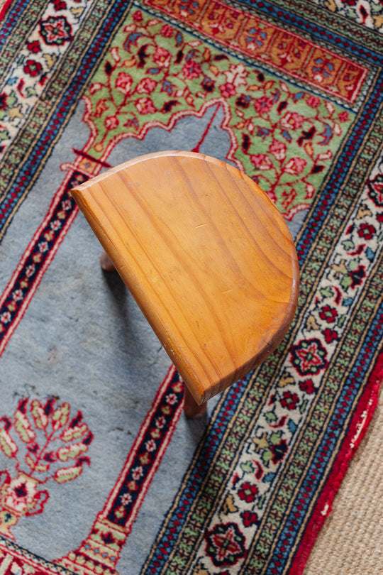 midcentury brutalist french half moon tripod stool