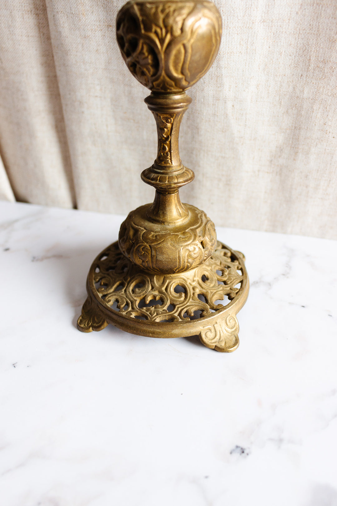 pair of 19th century French brass altar candlesticks