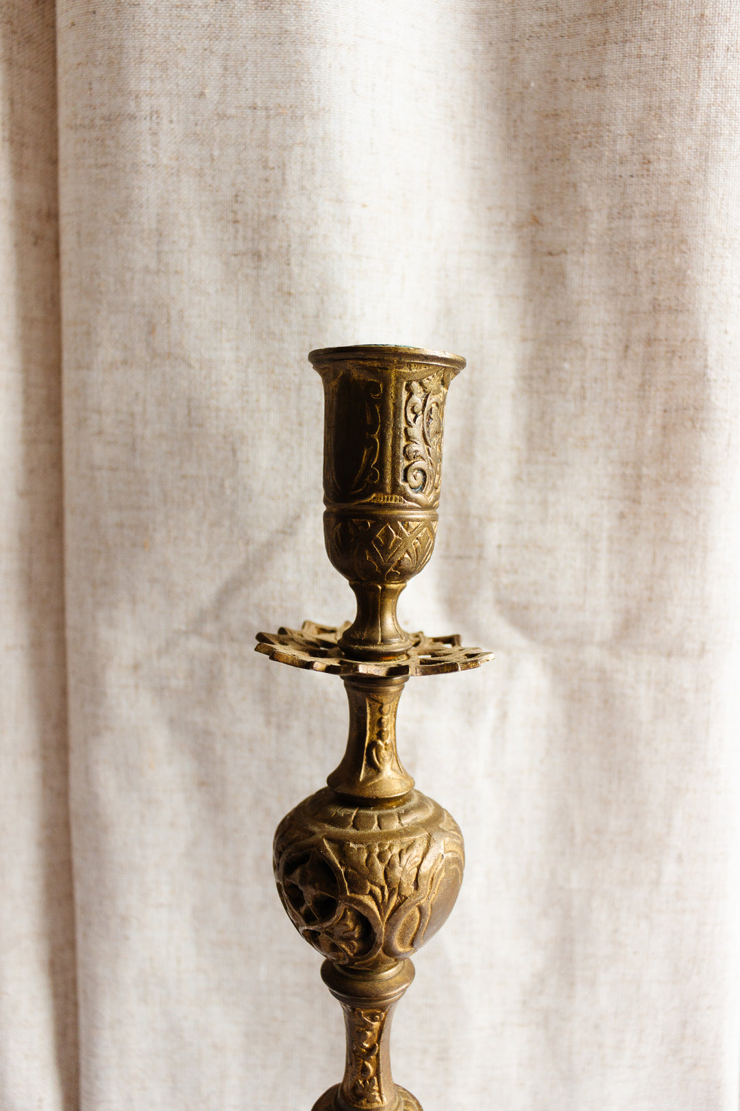 pair of 19th century French brass altar candlesticks