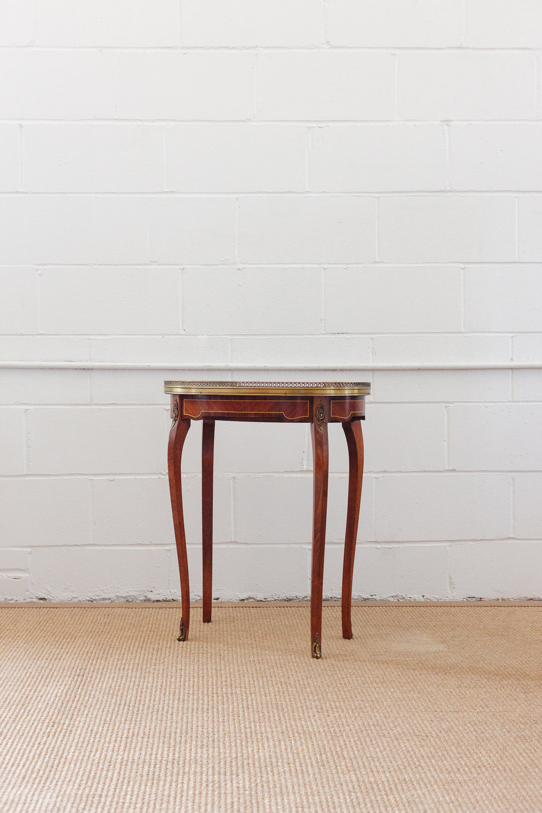 pair of vintage French Louis XV marble top side tables