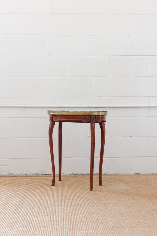 pair of vintage French Louis XV marble top side tables