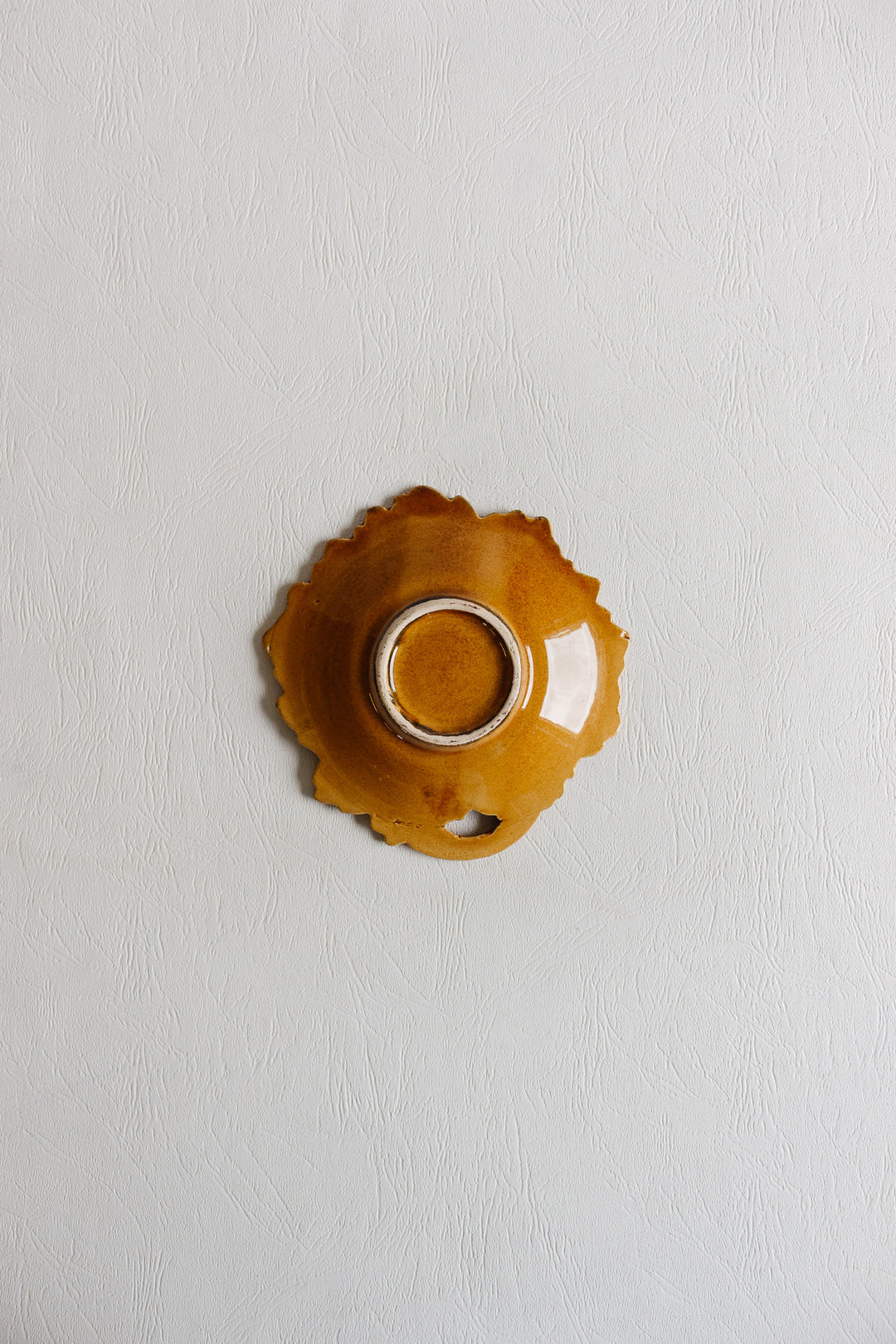 vintage french "feuille d'ambre" majolica trinket dish