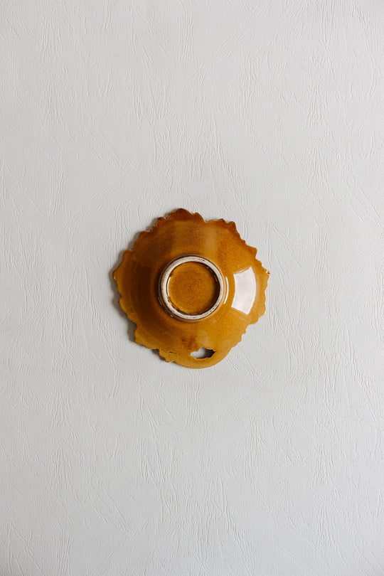vintage french "feuille d'ambre" majolica trinket dish