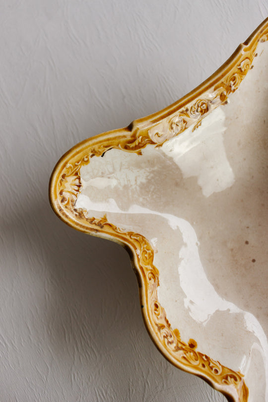 rare antique french undulating and scalloped choisy le roi bowl