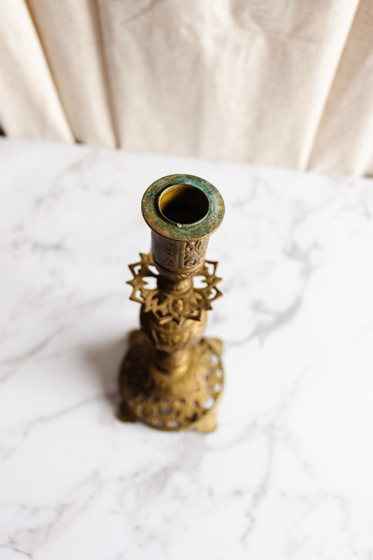 pair of 19th century French brass altar candlesticks