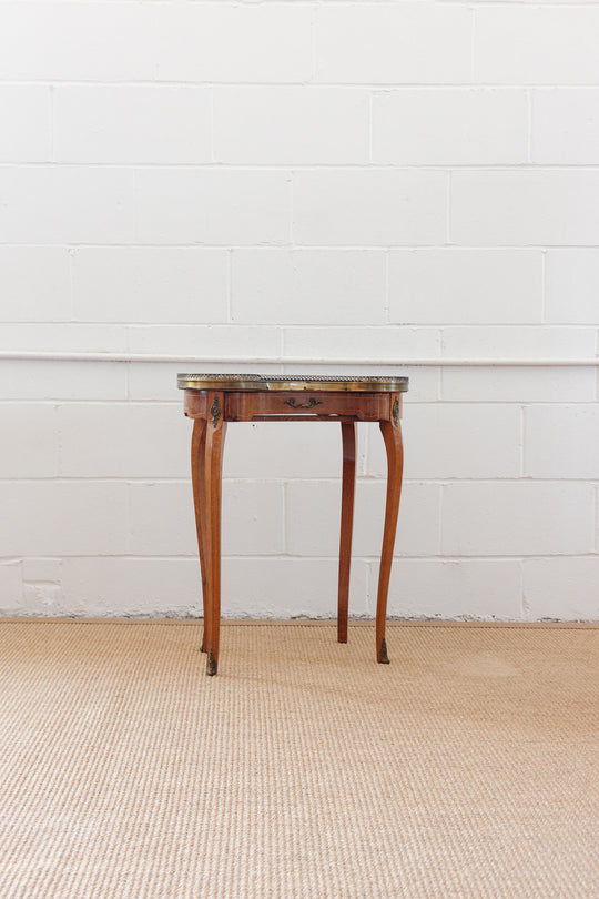 pair of vintage French Louis XV marble top side tables