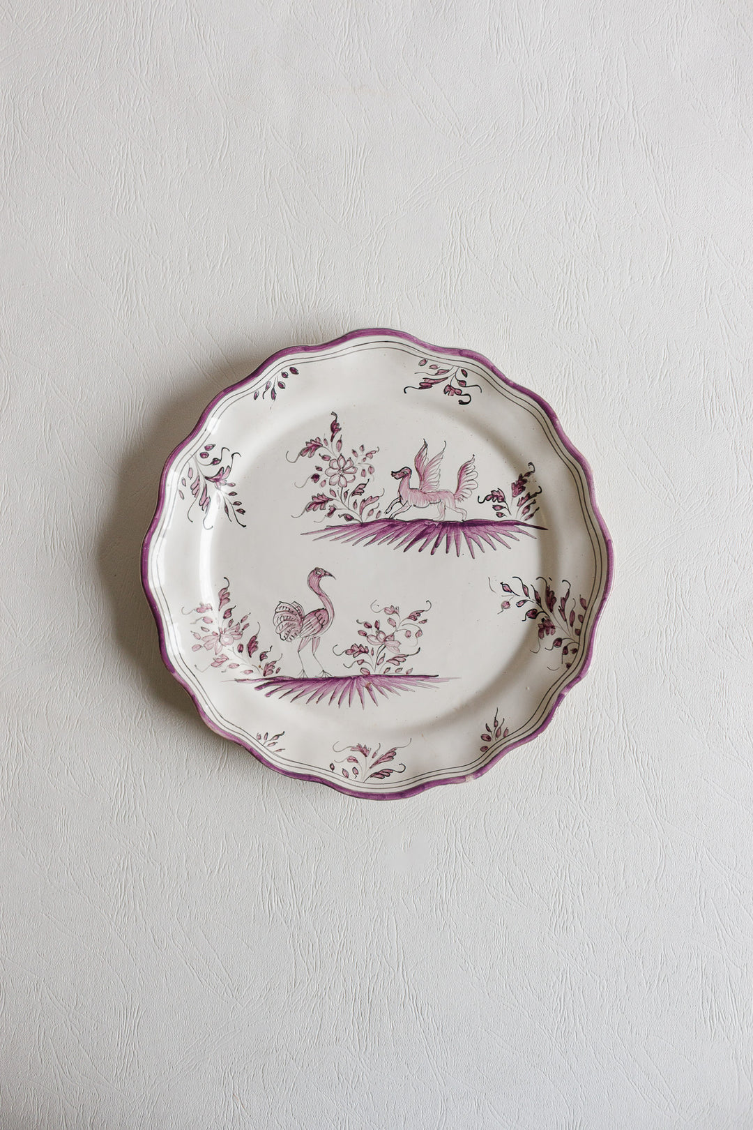 vintage french moustiers style violet plate