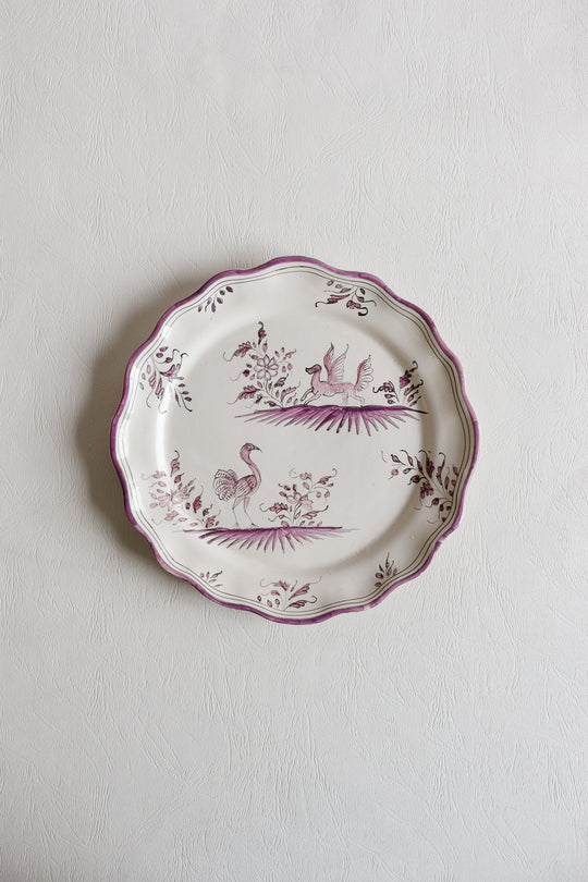 vintage french moustiers style violet plate