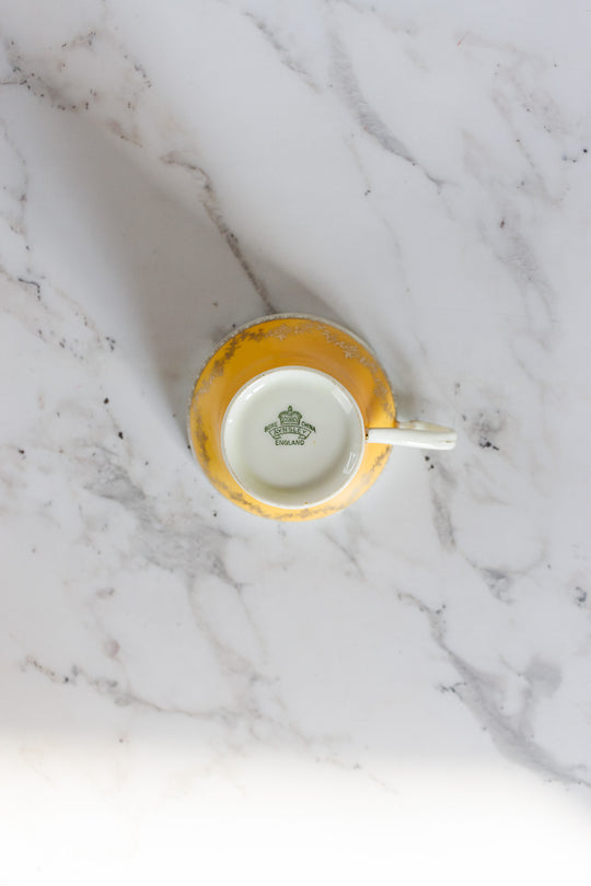 vintage aynsley golden corset teacup and saucer