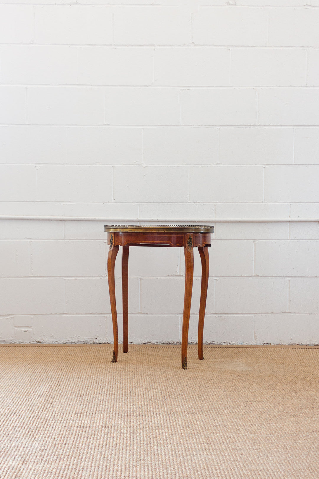 pair of vintage French Louis XV marble top side tables