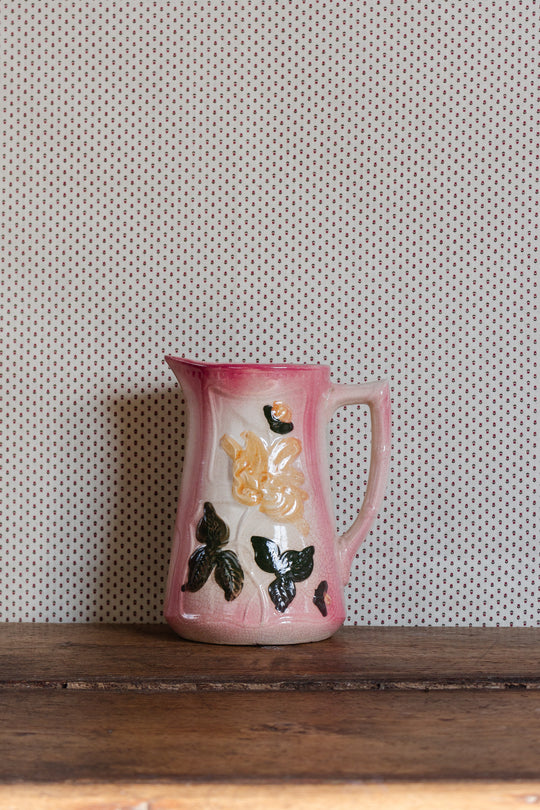 antique french turn of the century majolica pitcher