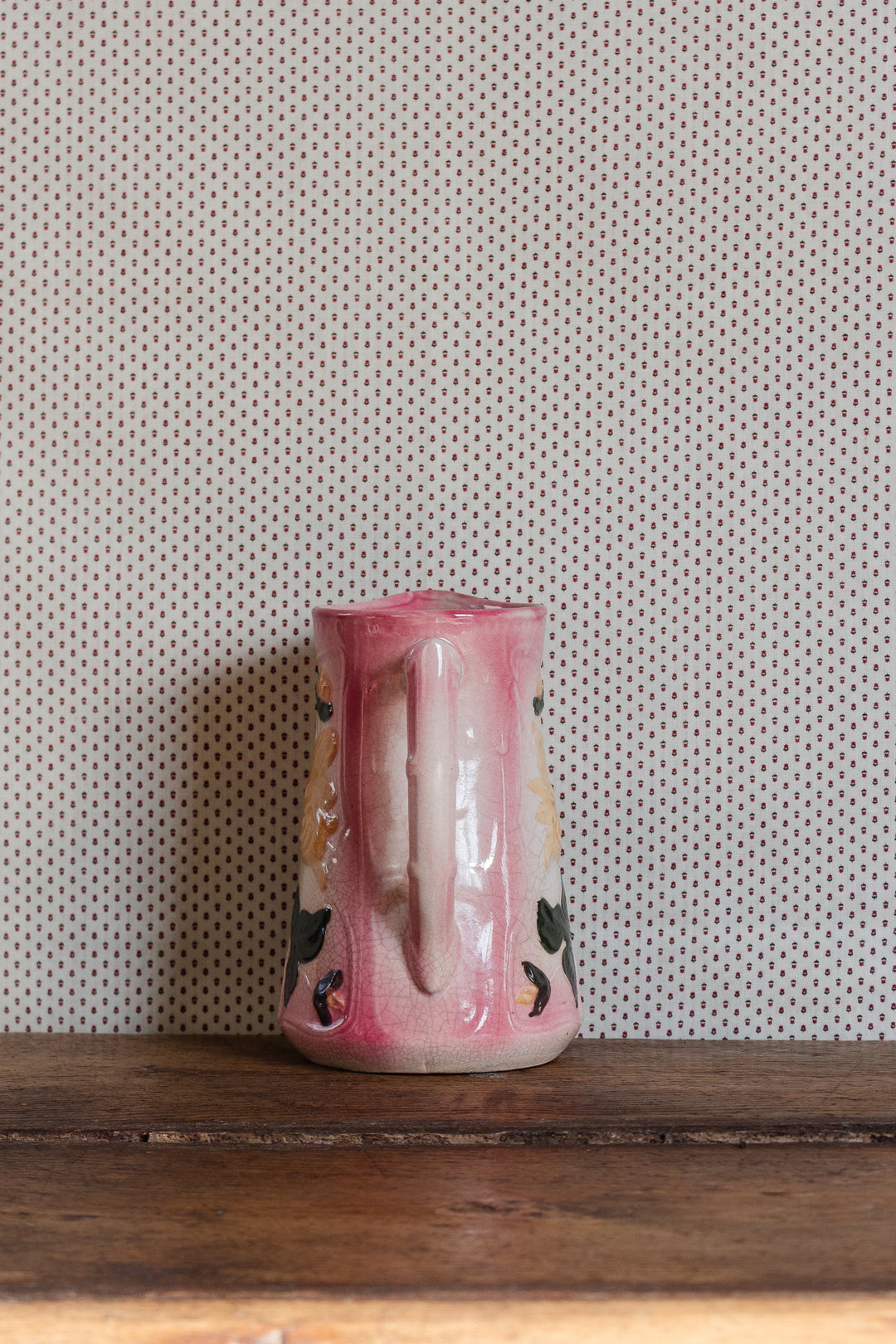 antique french turn of the century majolica pitcher