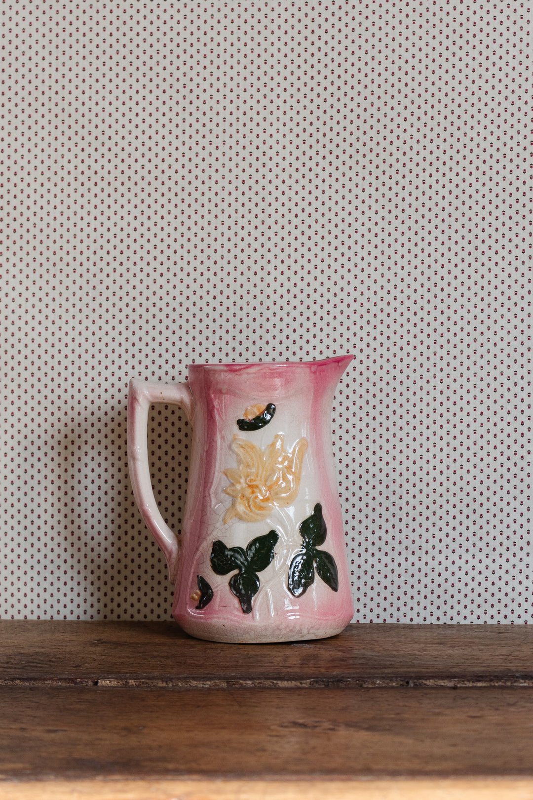 antique french turn of the century majolica pitcher