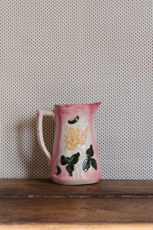 antique french turn of the century majolica pitcher