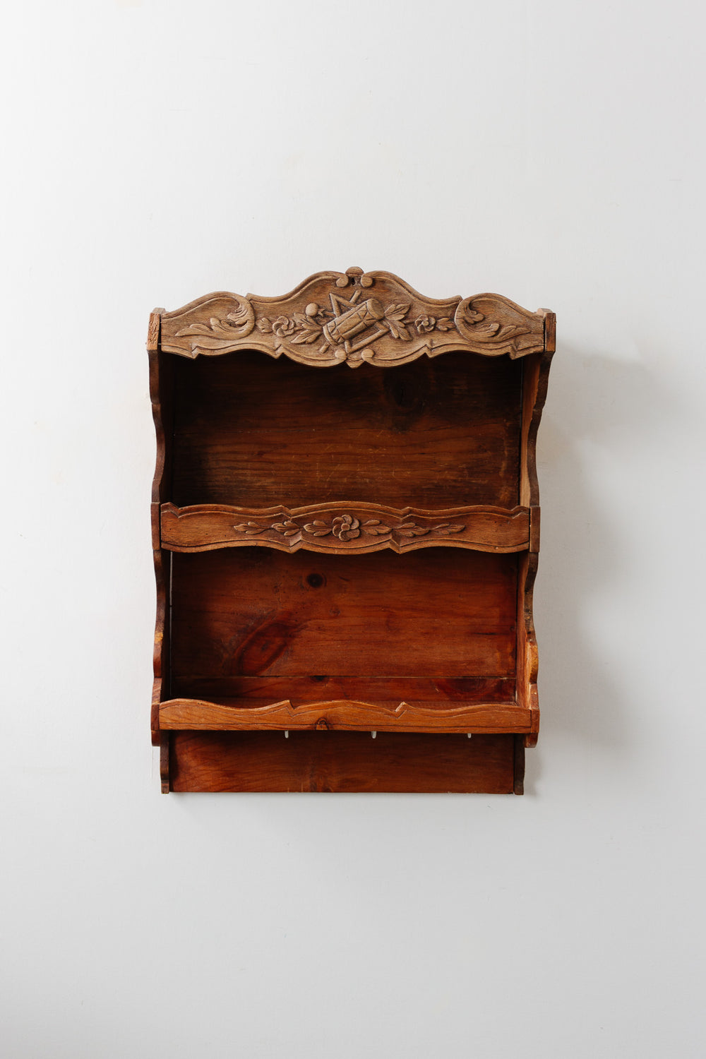 rustic vintage french carved wood shelf