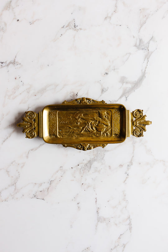 vintage French brass footed tray, in the style of Levillain