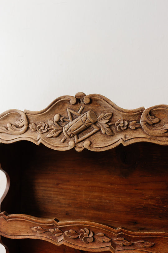 rustic vintage french carved wood shelf