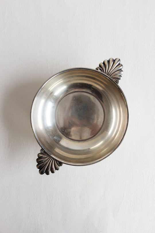 antique french large silverplate bowl with handles with "poinçons"