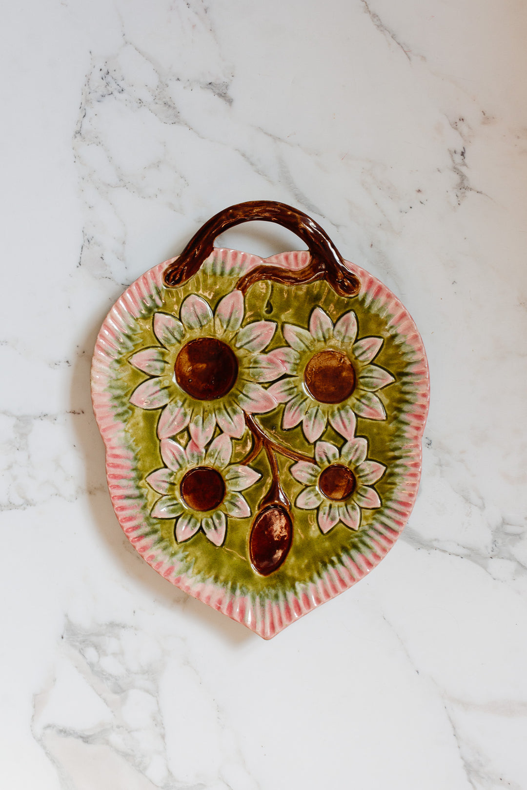 antique french hand painted majolica cheese tray