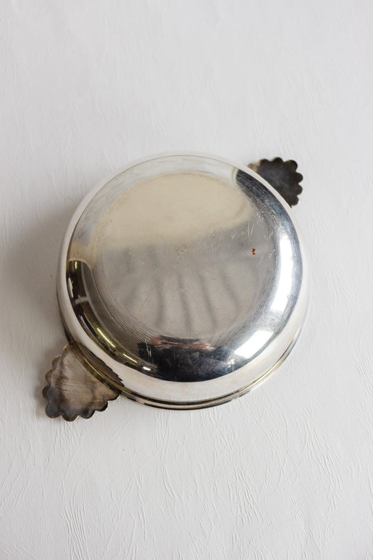 antique french large silverplate bowl with handles with "poinçons"