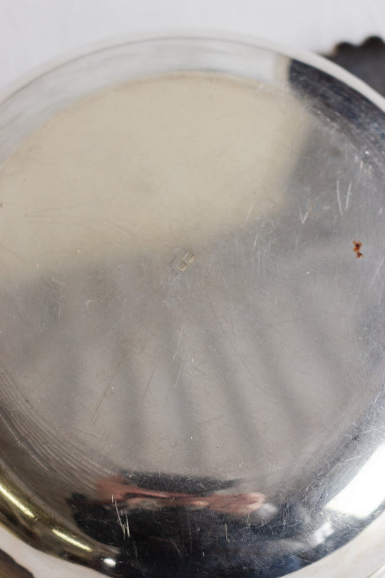 antique french large silverplate bowl with handles with "poinçons"