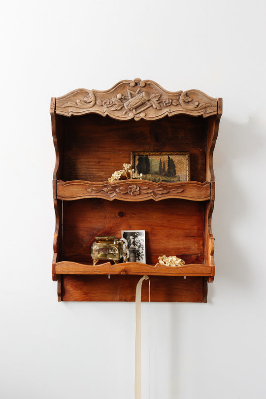 rustic vintage french carved wood shelf