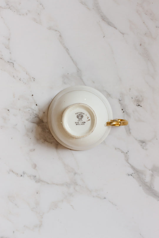 antique victoria pink and gold bone china teacup