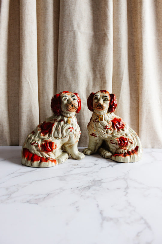 pair of antique Staffordshire King Charles spaniels