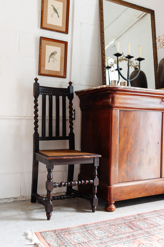 1930s Jacobean revival style barley twist hall chair