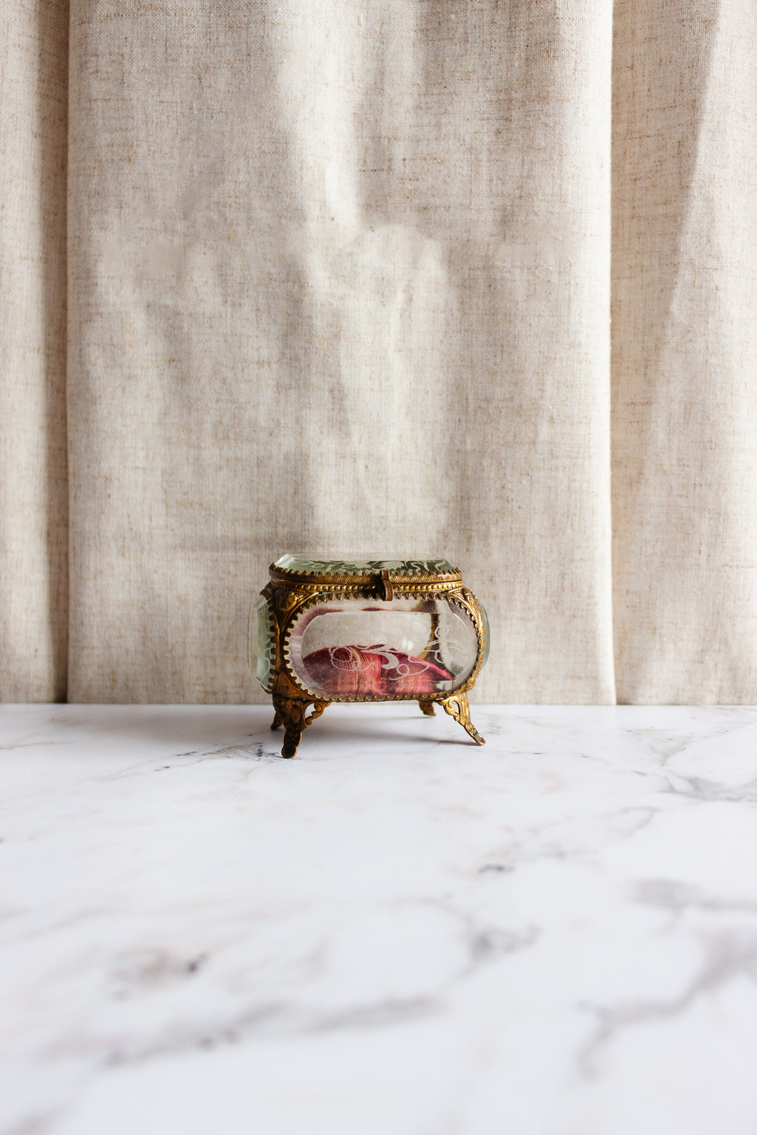 antique french etched beveled glass ormolu bijoux casket