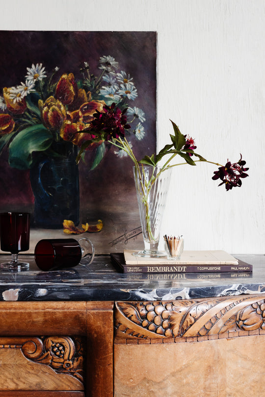 midcentury french footed glass vase