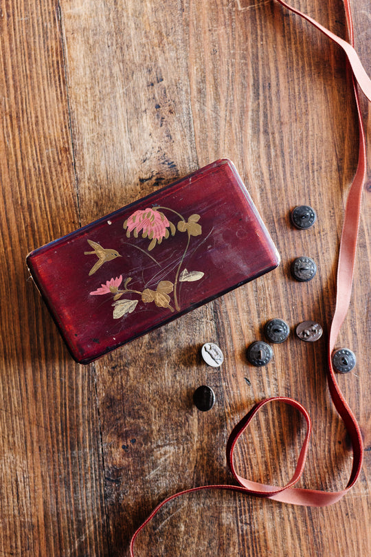vintage french chinoiserie lacquered wood box