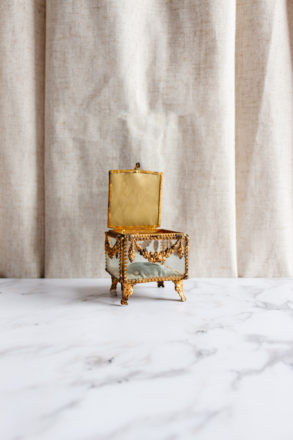 rare turn of the century French ormolu mounted souvenir bijoux casket