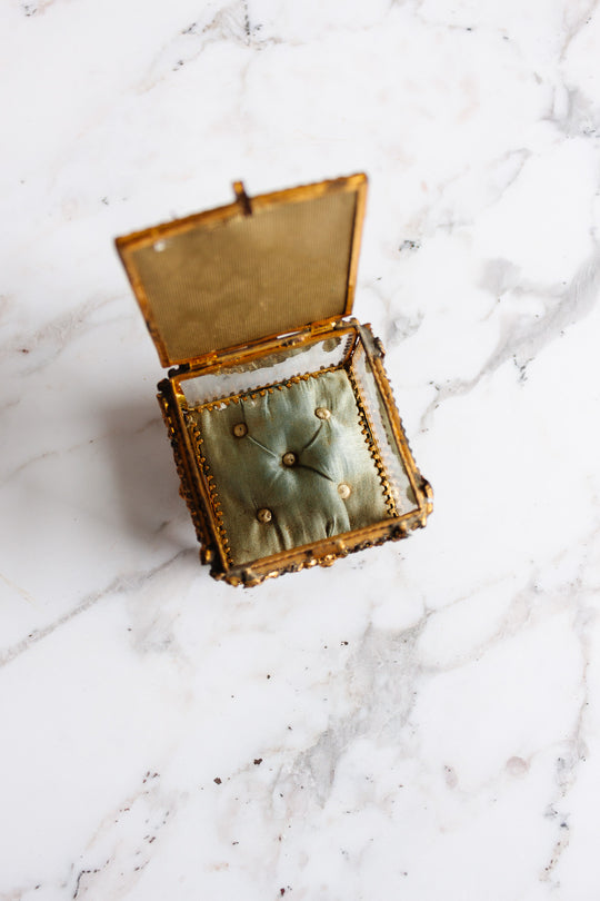 rare turn of the century French ormolu mounted souvenir bijoux casket