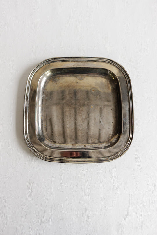 antique french silverplate square tray