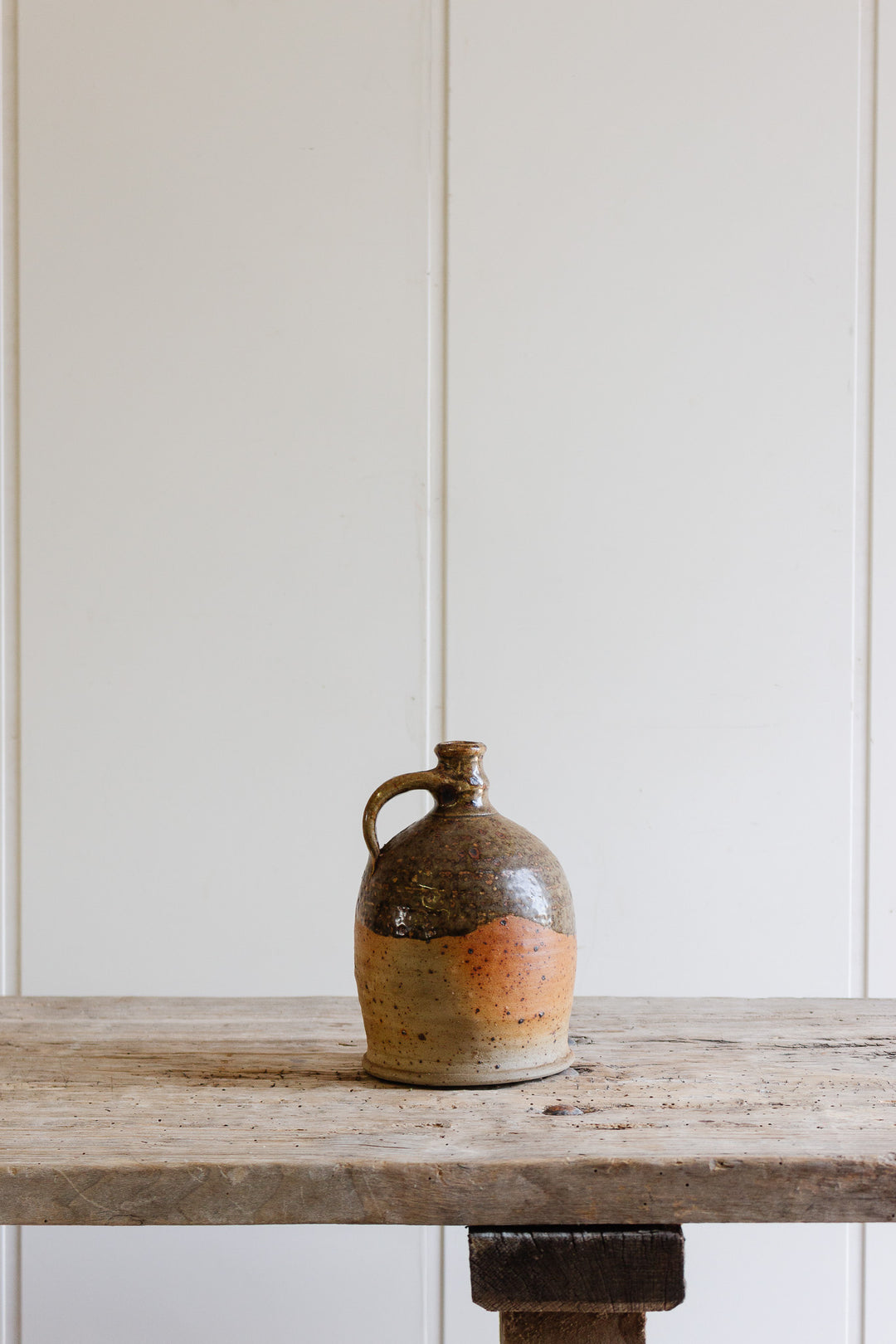 antique french two toned stoneware jug