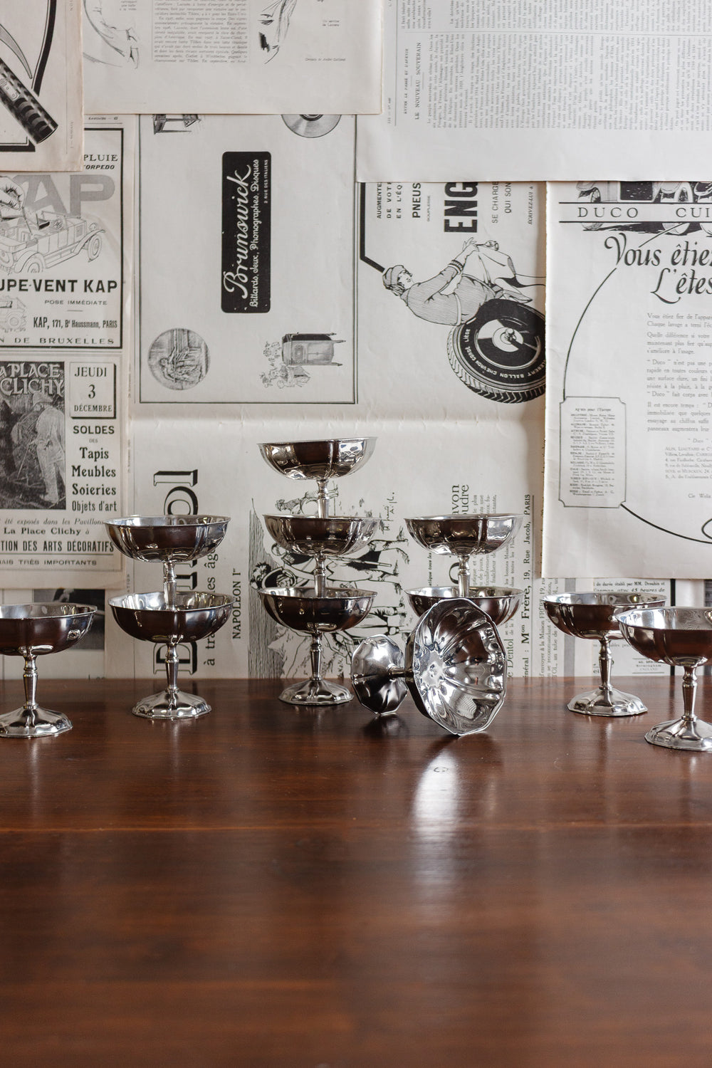 vintage french silver champagne coupes