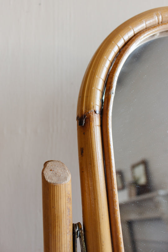 1970s bamboo tabletop vanity mirror