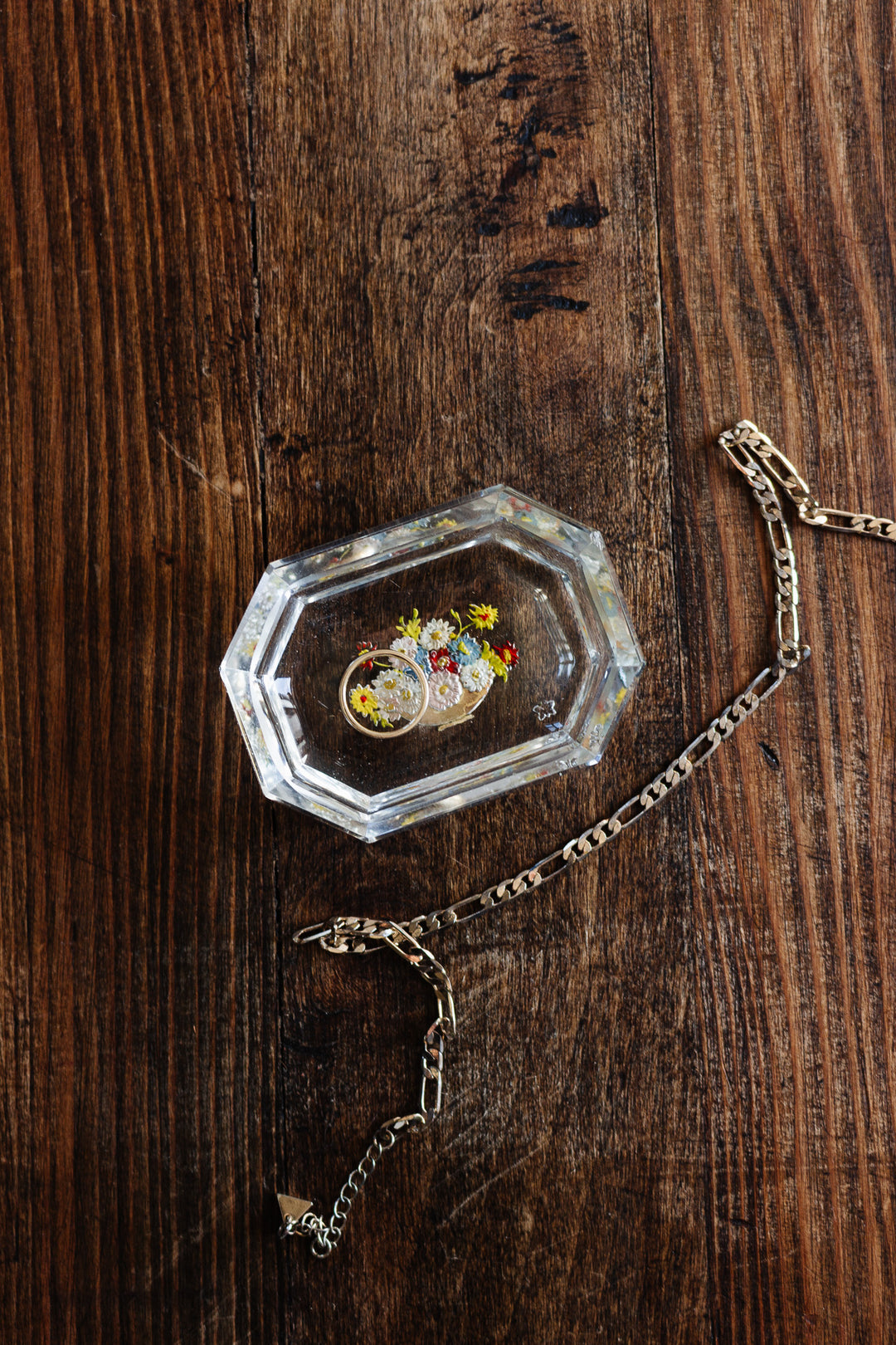vintage french petite handpainted glass trinket dish