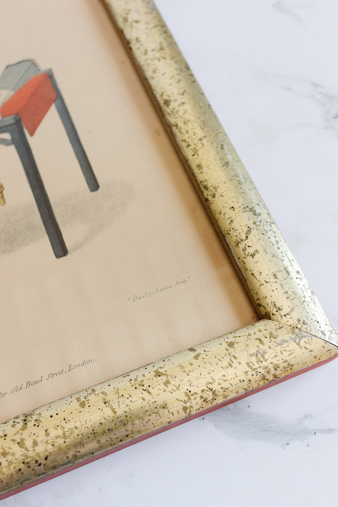 antique french chinoiserie hand tinted print